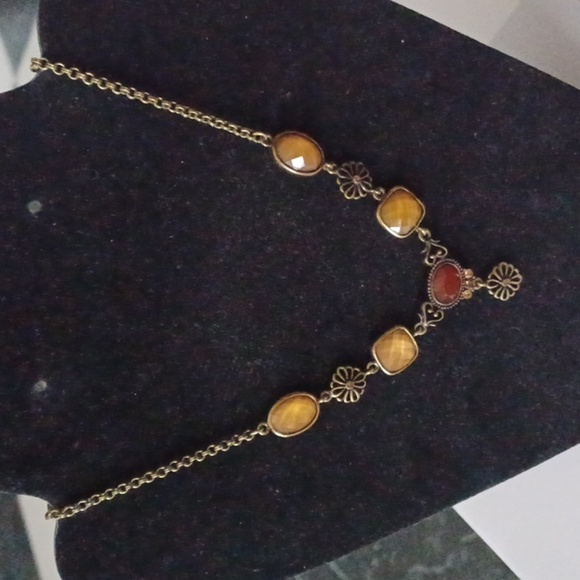 Lia Sophia bronze gold and brown necklace with crystals - Picture 1 of 4